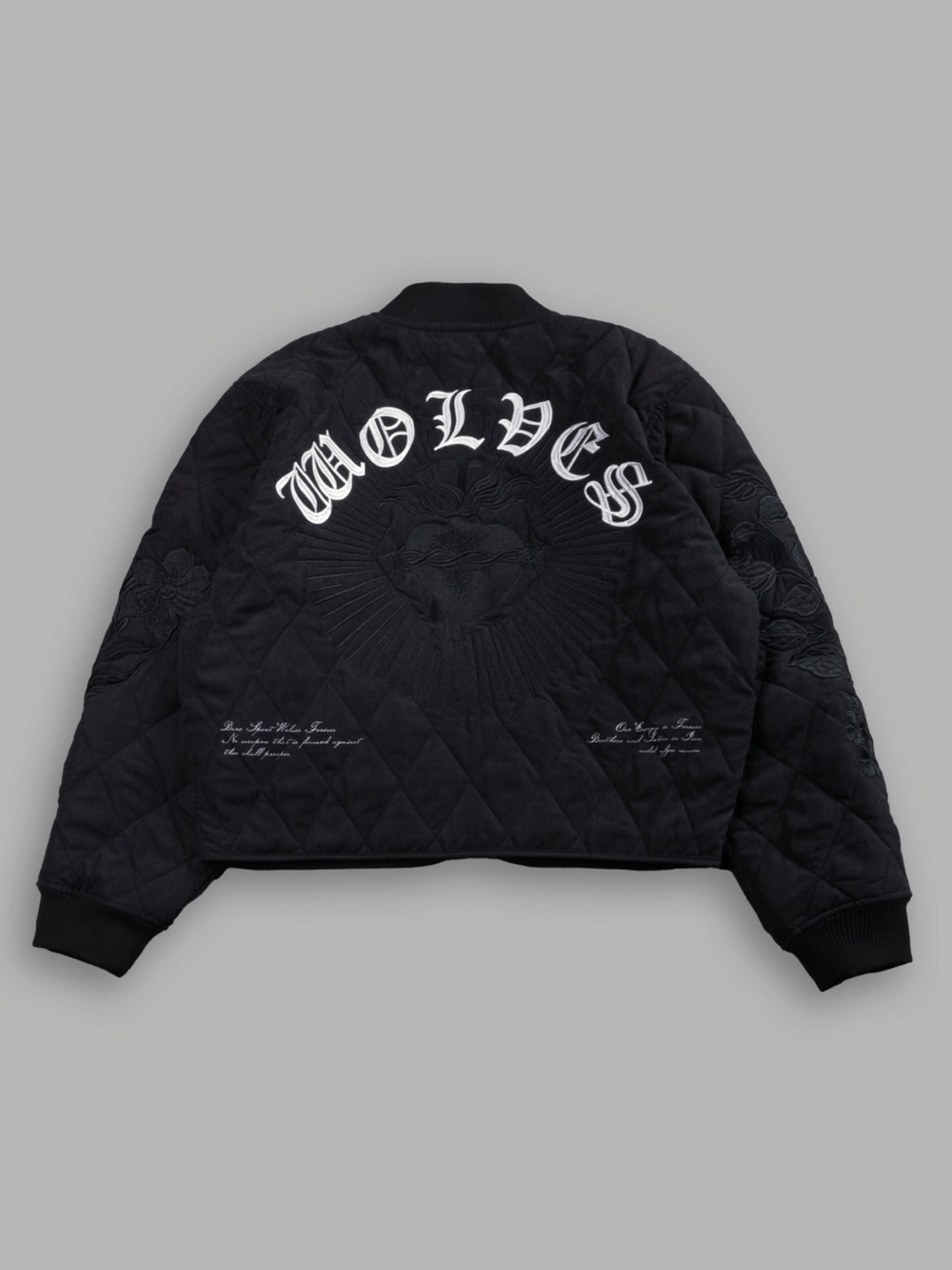 Darc Sport Black Quilted Bomber Jacket with Embroidered Script